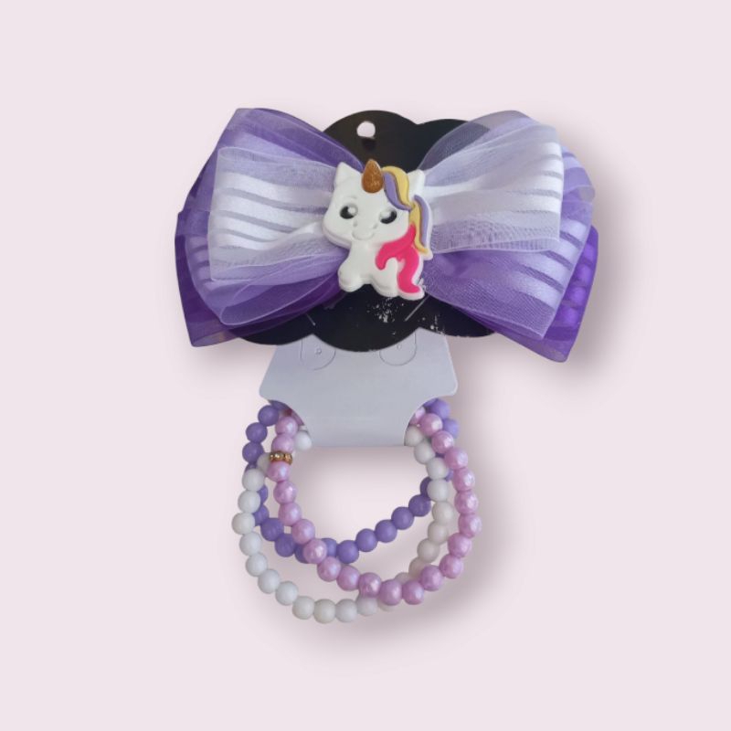 Kit laço 12cm com bico de pato e Pulseiras de Missanga Lanço infantil com Pulseiras - estiloso