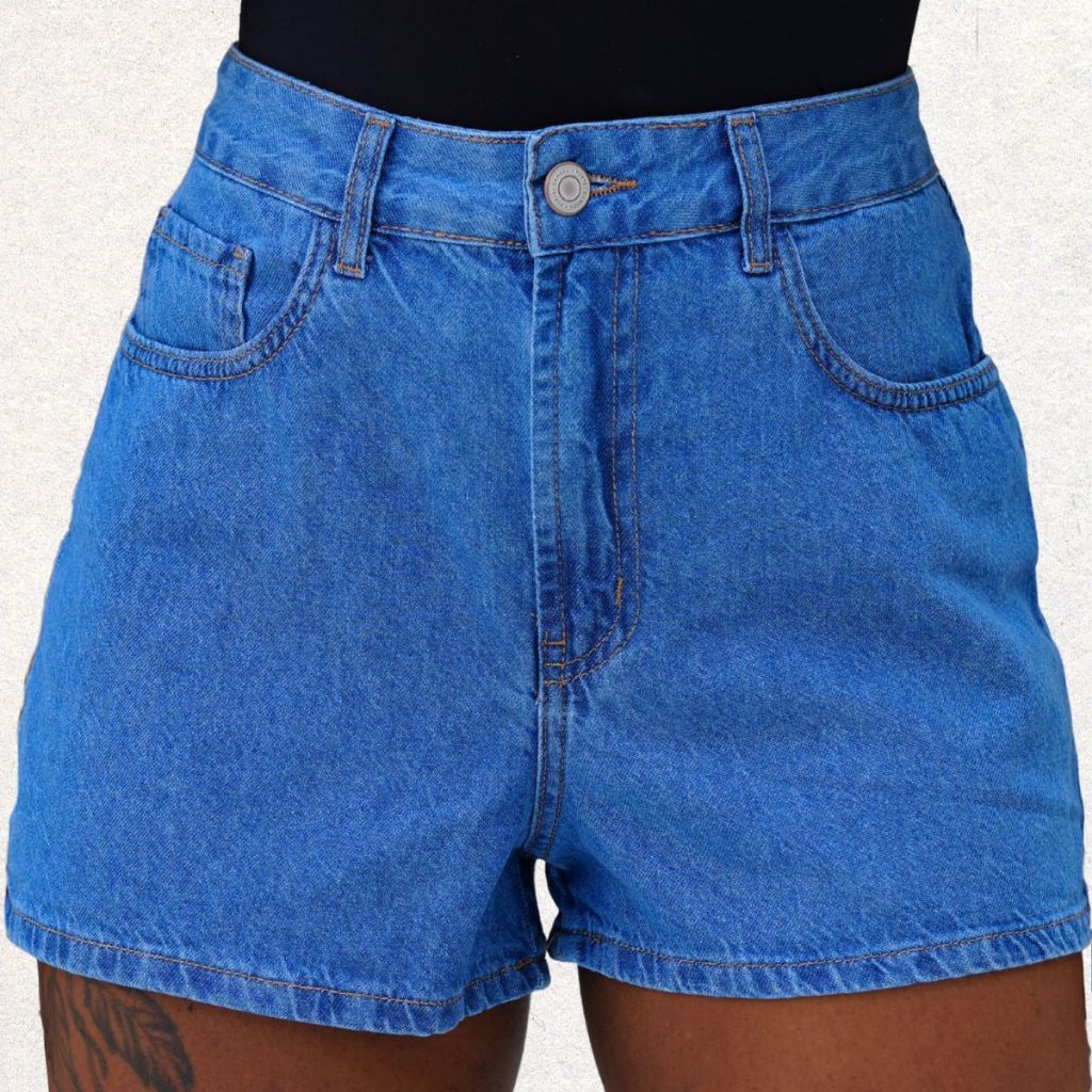 Bermuda Shorts Mom Jeans Básico Feminino  – Moda Verão 2025 Casual Fashion