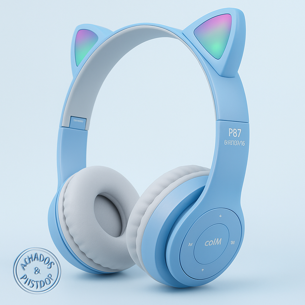 Fones de ouvido com orelha de gato com LED sem fio Bluetooth para gatinhos em Oferta na Shopee