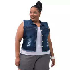 Colete Jeans Feminino Plus Size