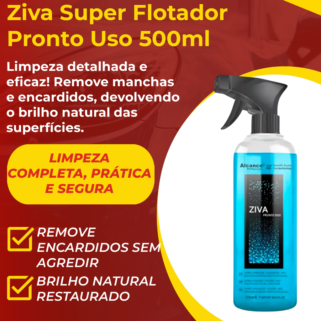 Alcance Ziva 500ml APC Pronto Uso Super Flotador pH Ácido Limpeza Profunda Multiuso Seguro Intensivo