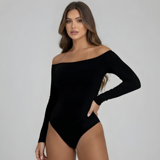 Body Ombro a Ombro Manga Comprida Longa Blusa Feminina Elegante Body Ciganinha Suplex Moda Gringa Forro Festa em Oferta na Shopee