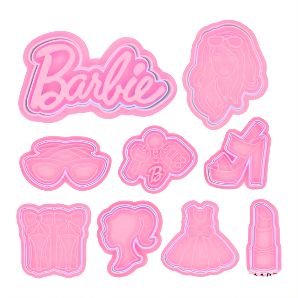 Cortador Biscoito Molde Forma BARBIE Marcador Carimbo Pasta Americana Massa Impres em Oferta na Shopee