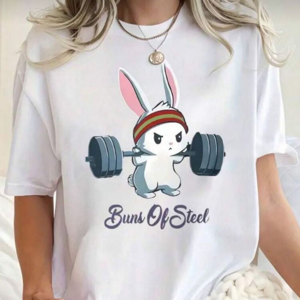 Camiseta T-Shirt Blusa Feminina Estampada Coelho Academia Confortável Estilosa Camisa Blusa Feminina Estilosa