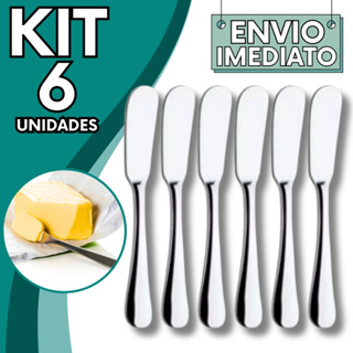KIT Jogo 1/4/6 Unidades Espátula Pá Aço Inox Brilhante Para Manteiga Patê Geleia Margarina Cozinha Restaurante Padaria em Oferta na Shopee