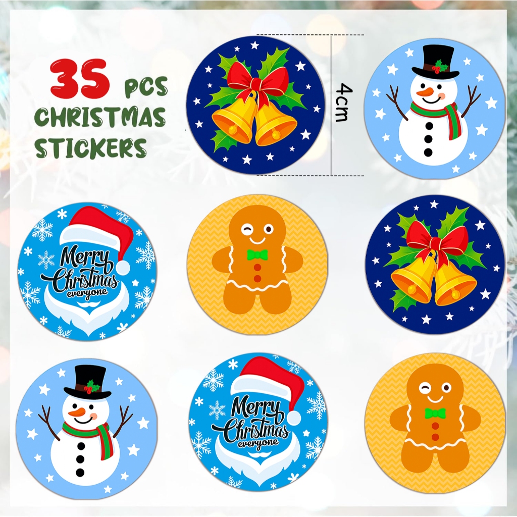 35 pecas adesivo de PVC A prova d agua para decoracao de Natal em estilo retro