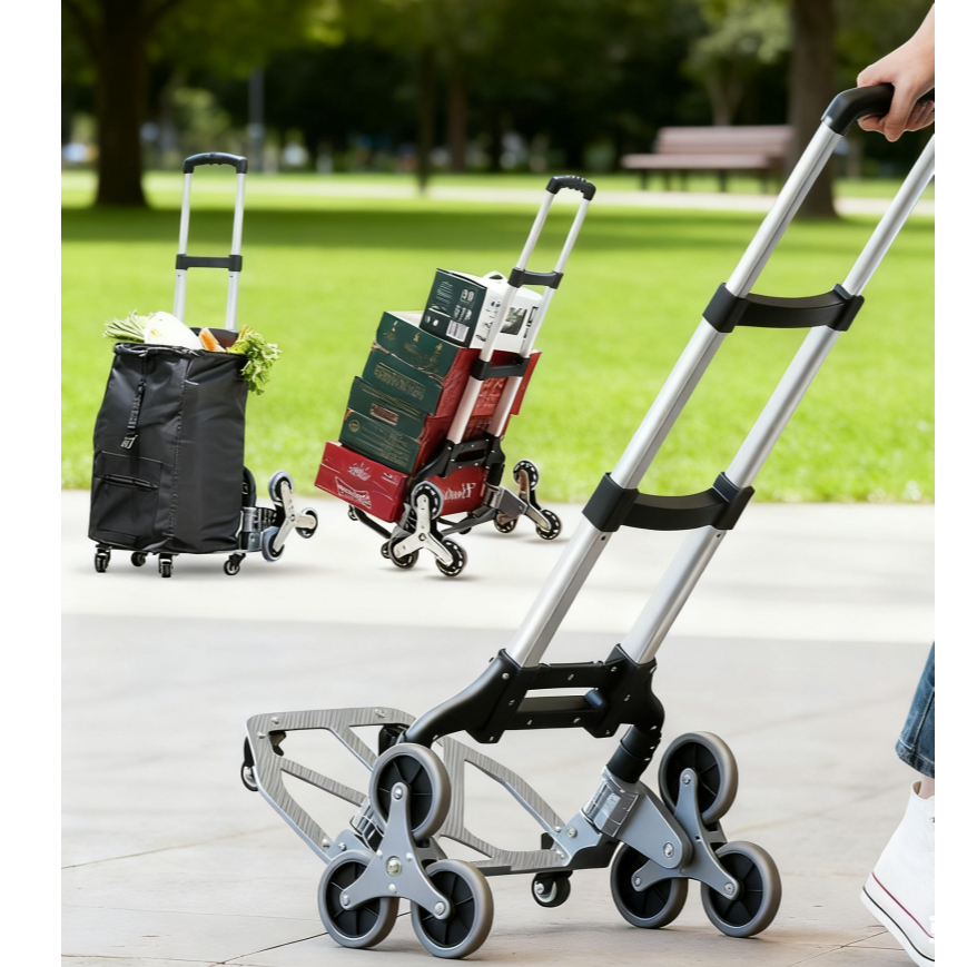 Carrinho Mão Dobrável Alumínio: Suporta Até 75kg, Capaz de Subir Escadas para Transporte de Carga em Oferta na Shopee