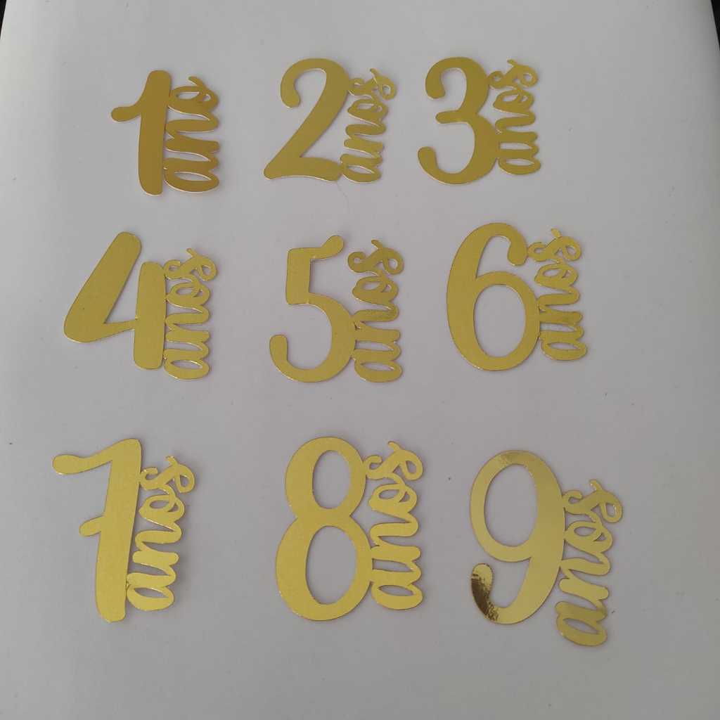 Aplique de Numero em Lamicote Dourado - Kit para festa de Aniversário e lembrancinhas - Decoração de Festa