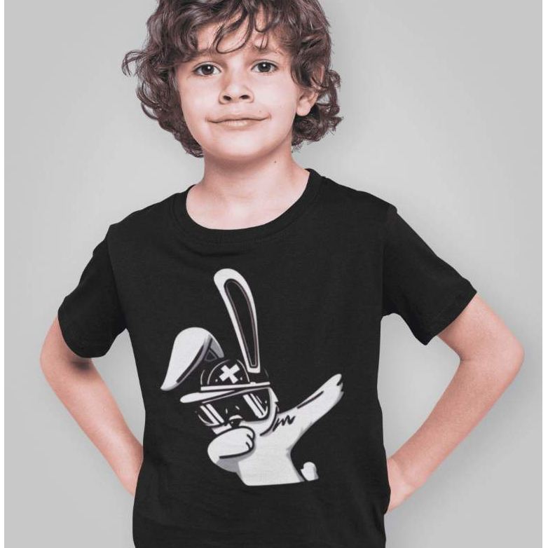 Camiseta Básica infantil Personalizada Estampada Modelo: "Coelho Estiloso" Confortável Criança Casual Especial