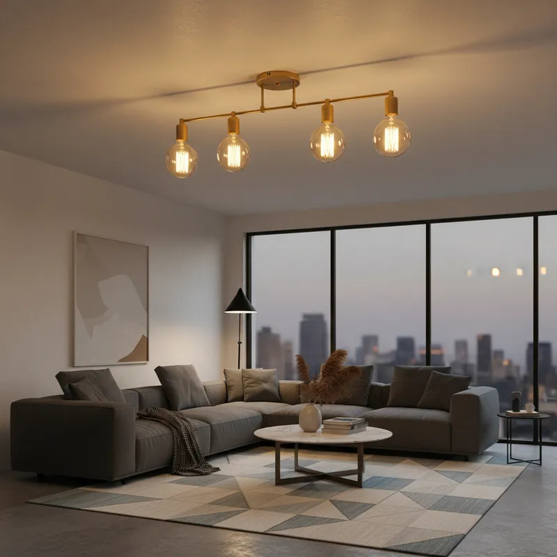 Lustre Luminária de Teto Moderna  Plafon Trilho 4 Spot com Porta Soquetes.