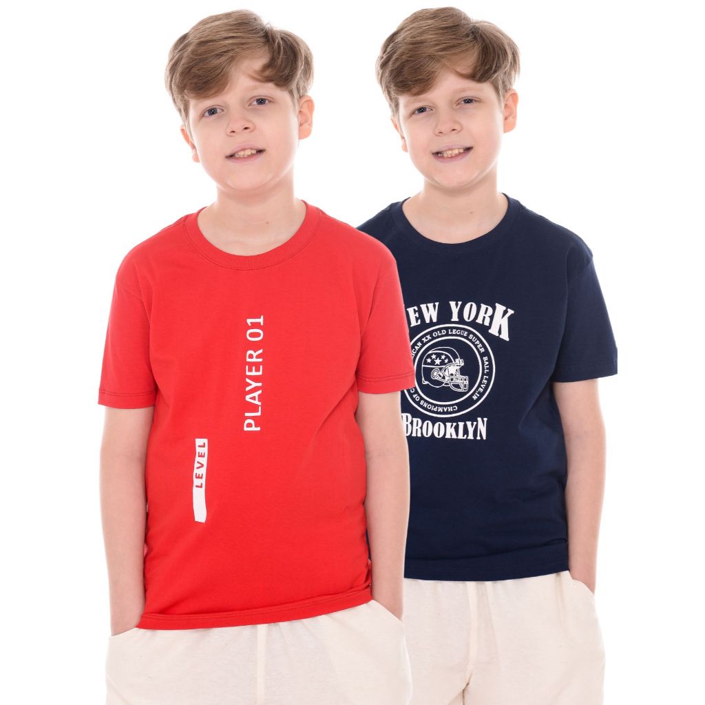 2 Camisetas Infantil Meninos Masculina Juvenil Algodão Estampada