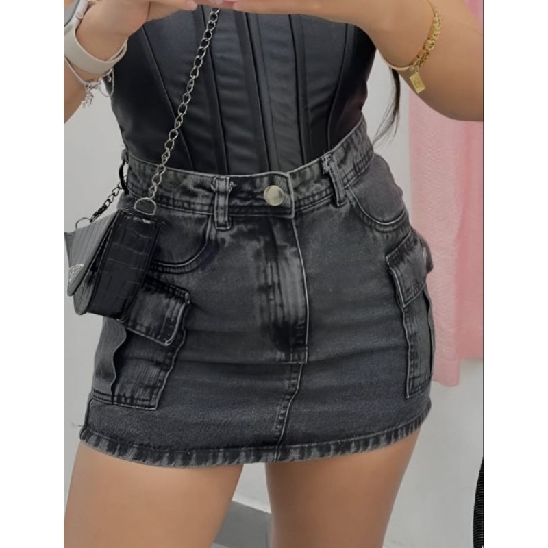 Saia Feminino Plus Size com Lycra e Cintura Alta do 46 ao 54 Moda 2024 em Oferta na Shopee