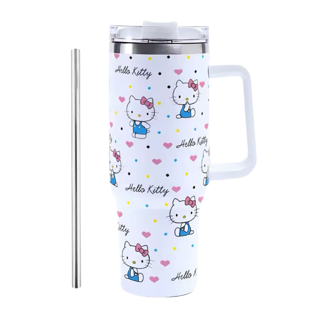 Copo com Canudo Térmico Bebidas Geladas Quente Inox 1200ml com Alça Infantil em Oferta na Shopee