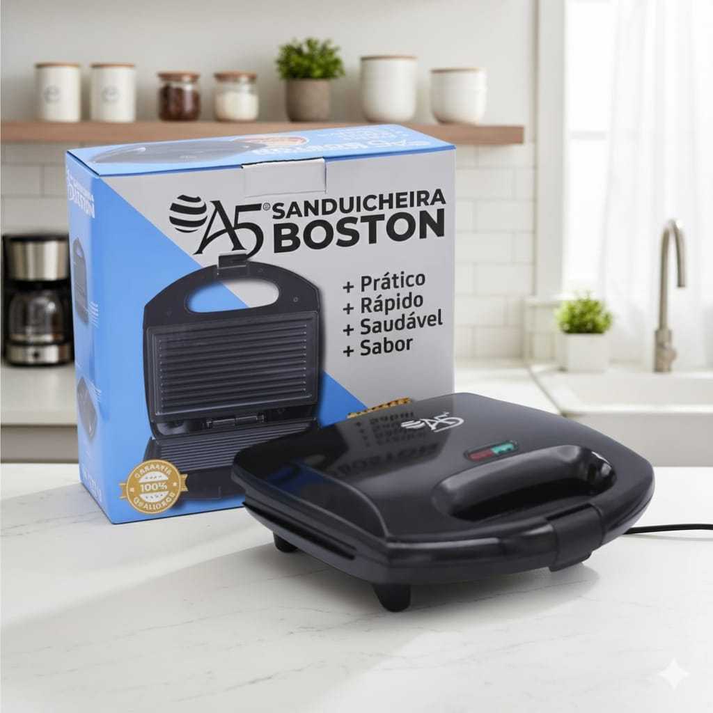 Sanduicheira Boston Time 2 em 1 Elgin Sanduicheira e Grill Antiaderente Preta 220V