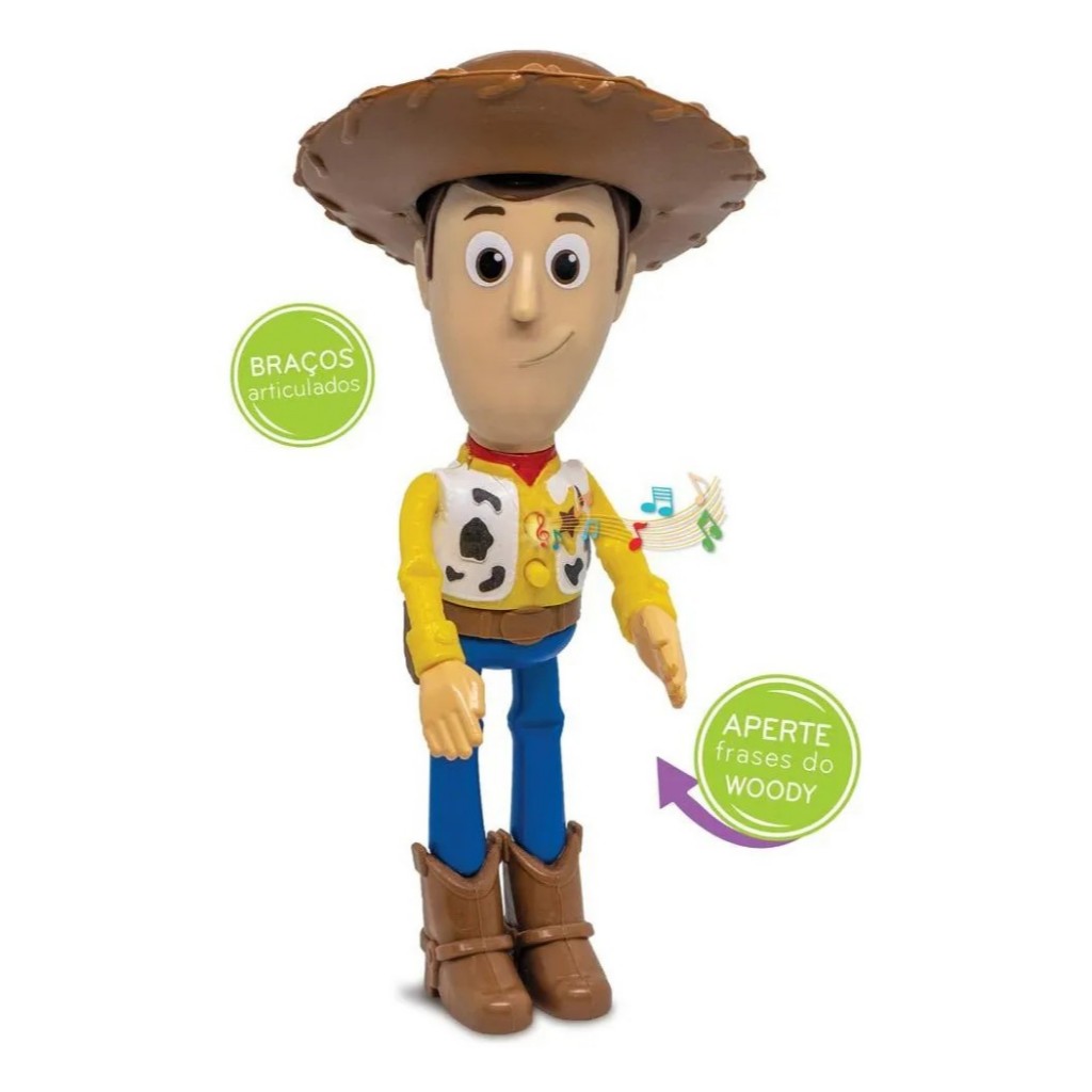 Brinquedo Boneco Articulado Woody Toy Story C/ Som 26cm Elka