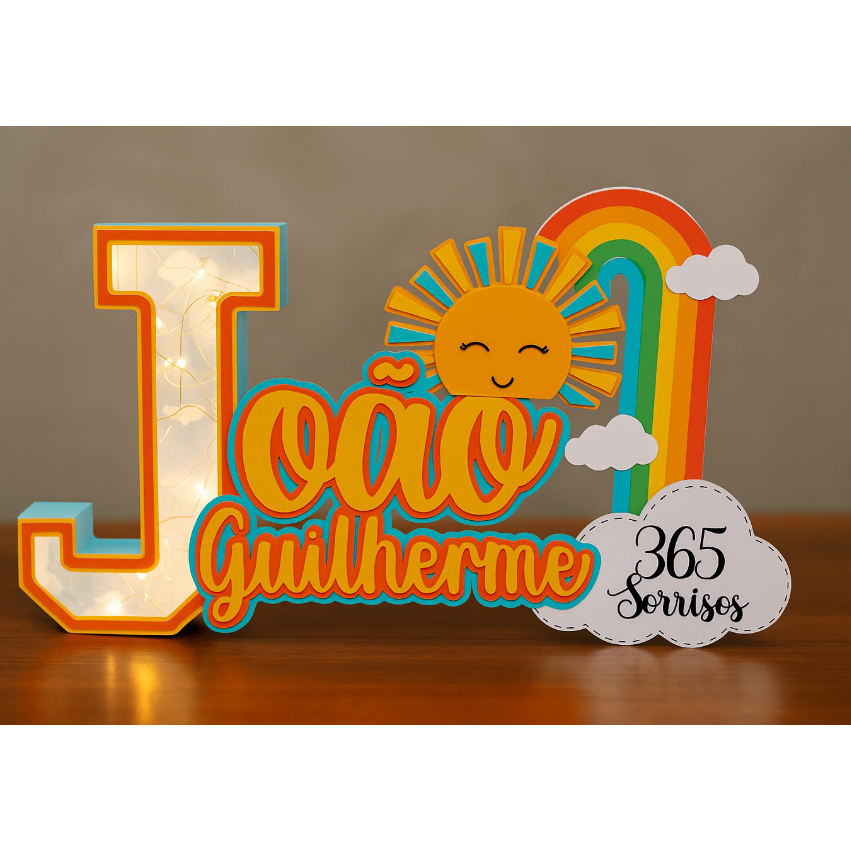 Topo/Centro de Mesa 365 Sorrisos Led Luxo 3D