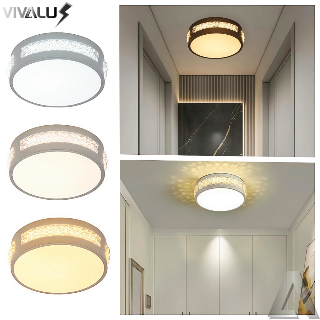 Luminária De Teto Plafon Led Moderna Lustre para Corredor Sala Quarto Cozinha 3 Cores Em 1 10W 16CM