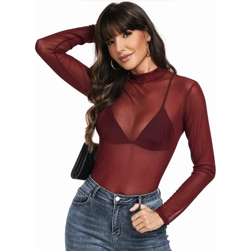 Body Manga Longa Bordo: Onde Comprar | BuscaProdutos