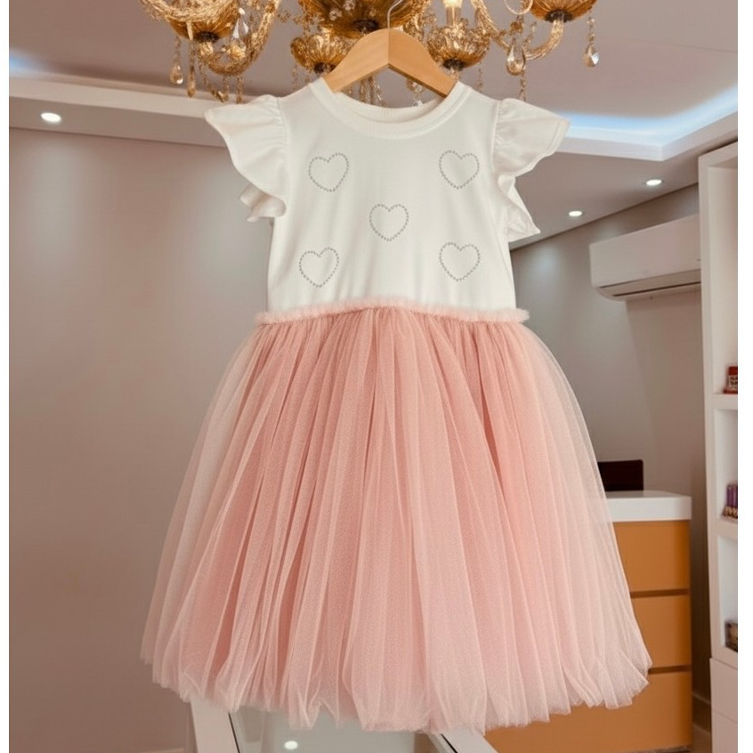 vestido infantil tule casual dia a dia