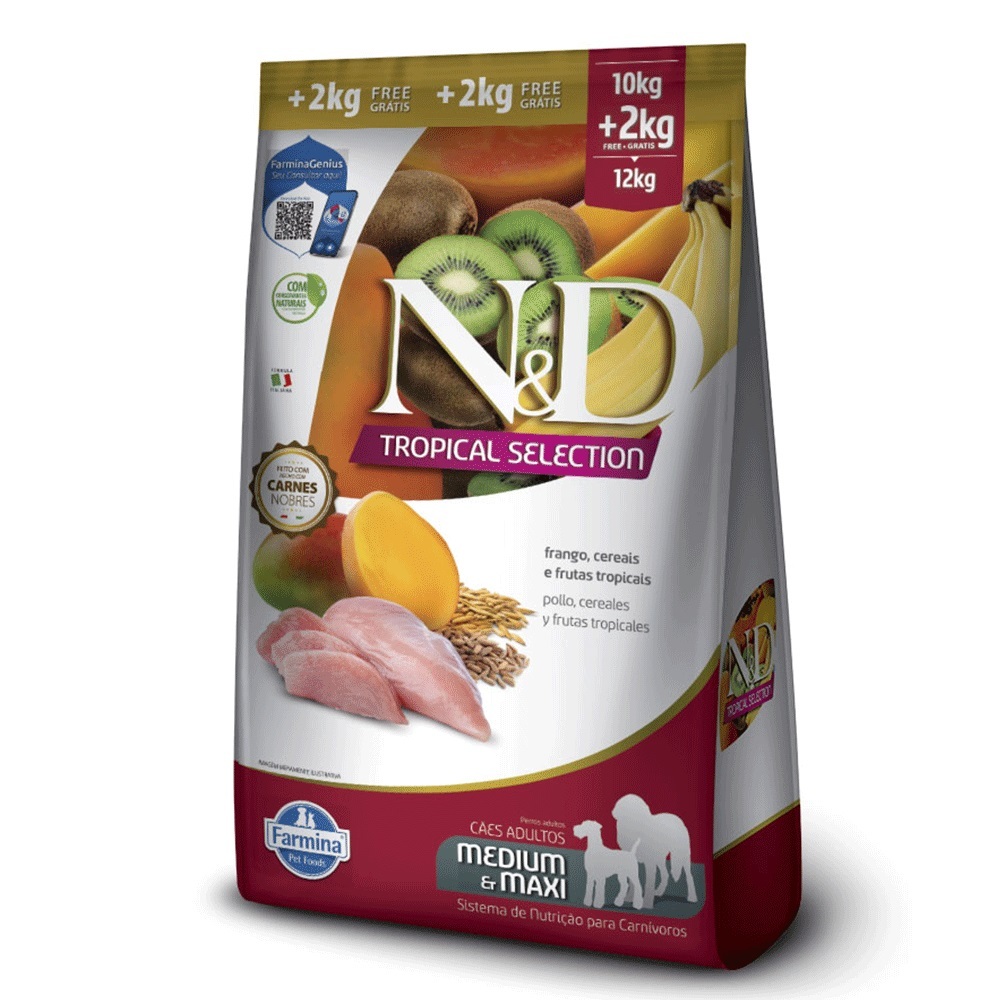 Ração ND Tropical Selection Cães Adultos Medium e Maxi Frango 10,1kg