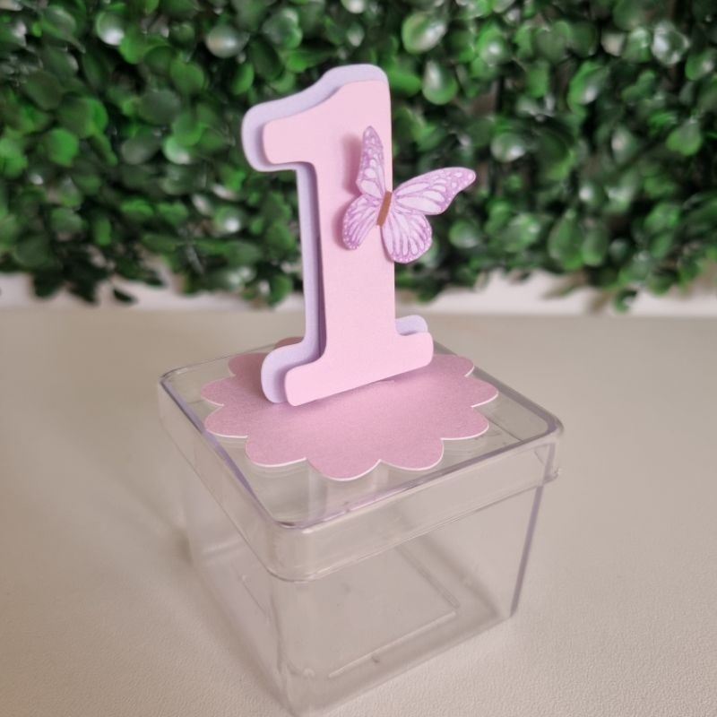 Kit Apliques Números Personalizados Borboletas 5x5 cm - Jardim Encantado - Lembrancinhas Festa Infantil Caixa Acrílica