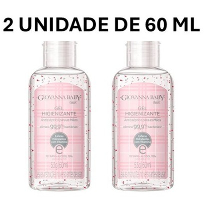 Kit 2 Álcool em Gel Higienizante para Mãos Giovanna Baby Classic 60ml Pocket