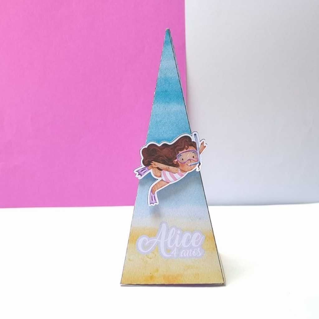 Caixa Pirâmide Lembrancinhas Personalizada Fundo do Mar | Festa Infantil | Aniversário Kit 10  20 Unidades