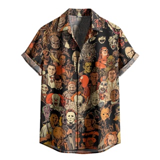 Camisa De Botão Personagens De Filmes De Terror, I Love Horror, Dark Moda Alternativa Trevoso Street Halloween [Ref-148] em Oferta na Shopee