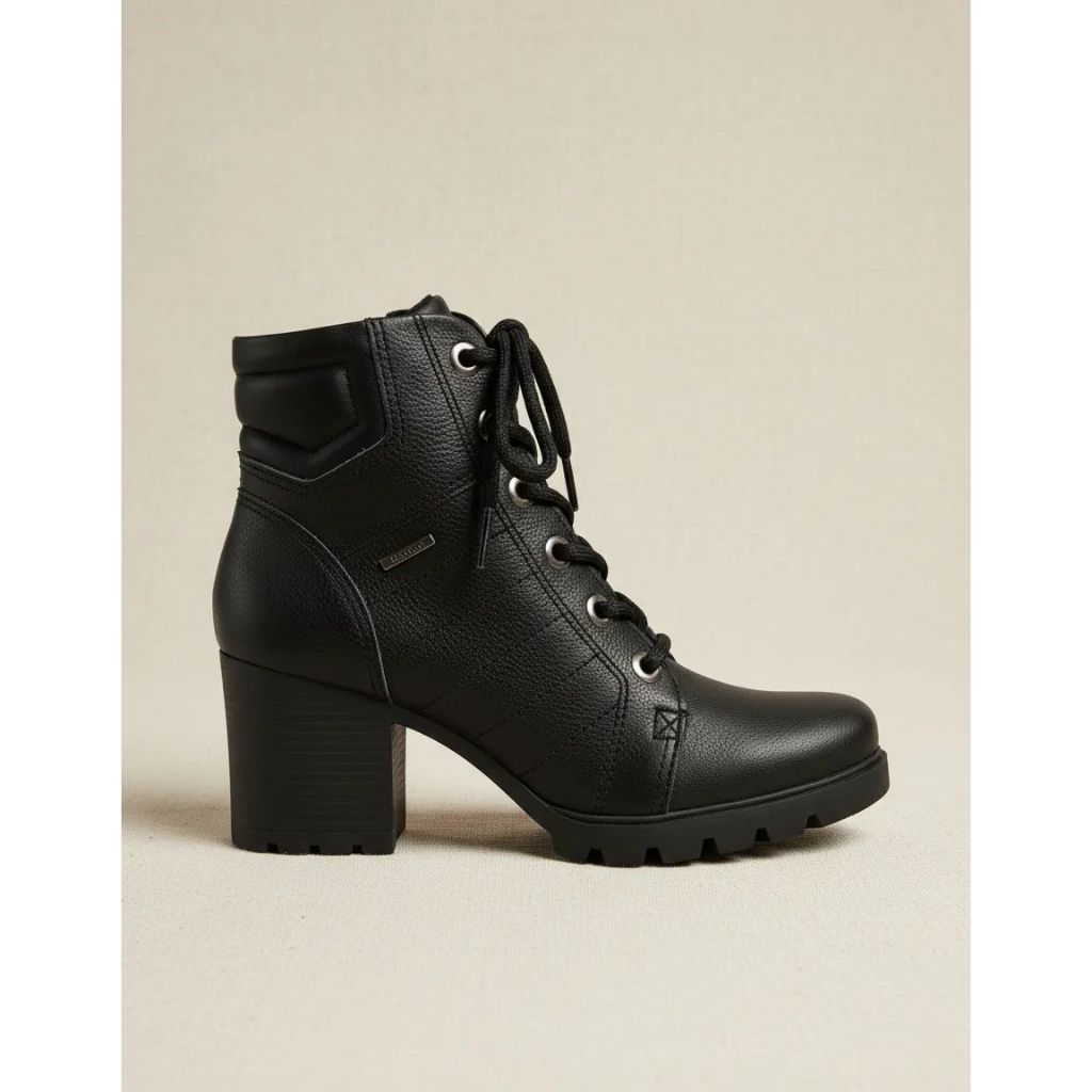 Bota Coturno Médio Feminino Couro Salto Confortável Dakota