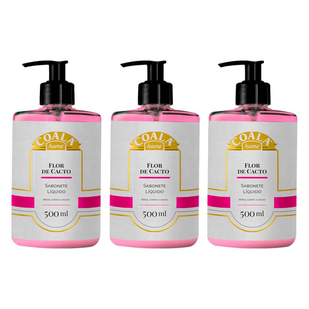 Kit 3 Unidades Sabonete Líquido Coala Home - Flor de Cacto - 500ml em Oferta na Shopee