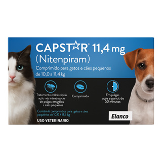 Capstar 11,4 mg Elanco para Cães e Gatos até 11,4 Kg - 6 Comprimidos em Oferta na Shopee
