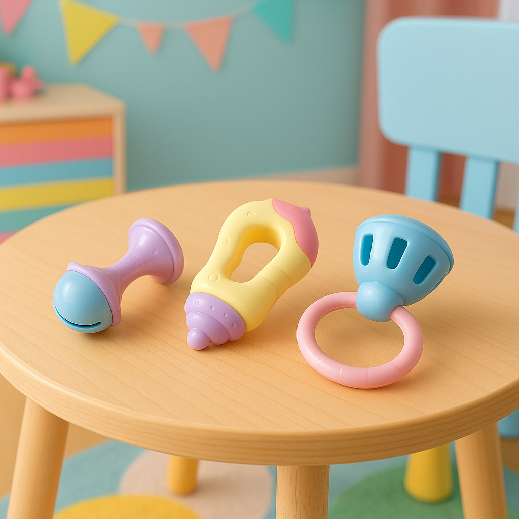 Brinquedo Bebe 3 Peças  Chocalho Colorido Presente Para Menina e Menino