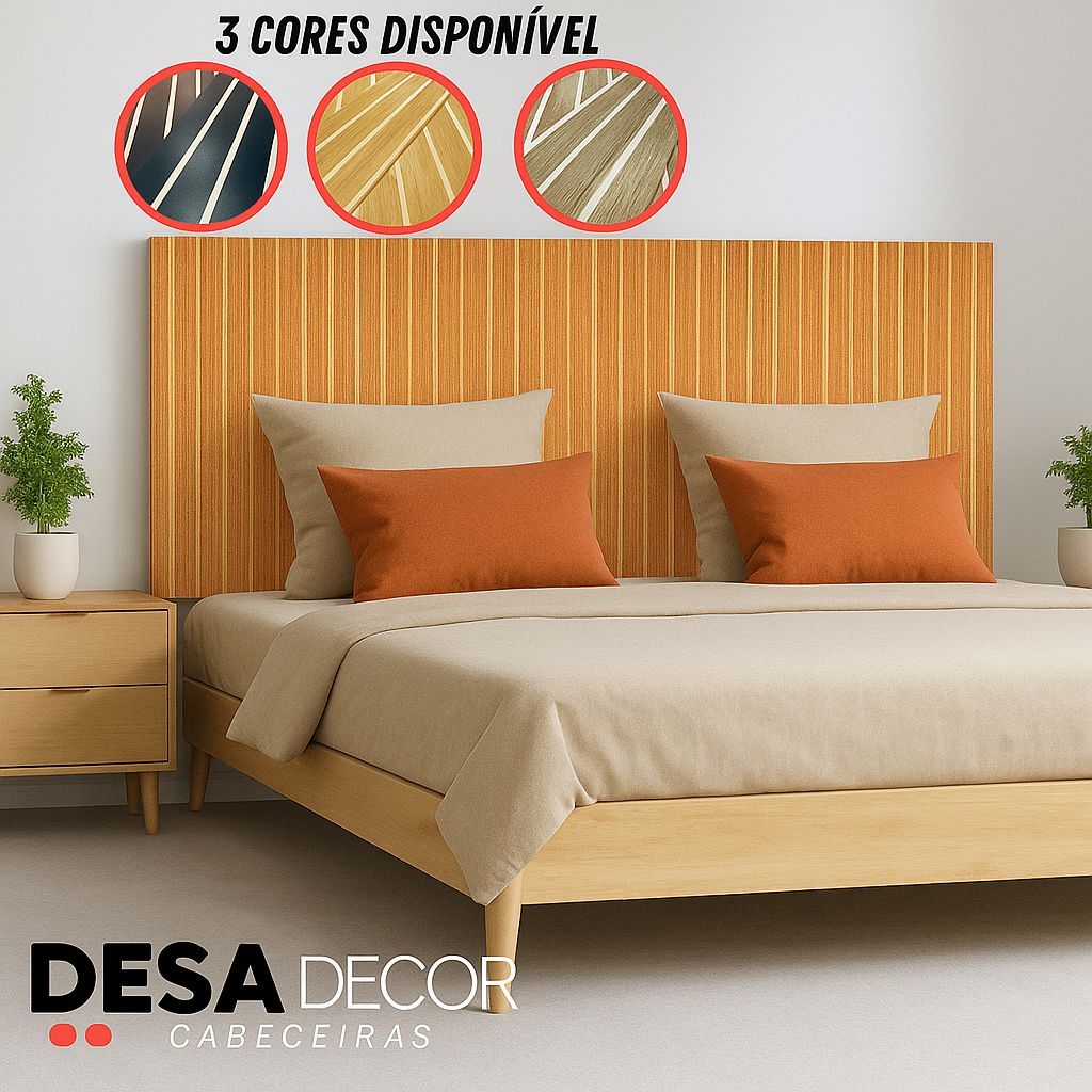 Kit Cabeceira Ripada Premium para Cama de Casal, Queen, King e Solteiro + Kit de Instalação