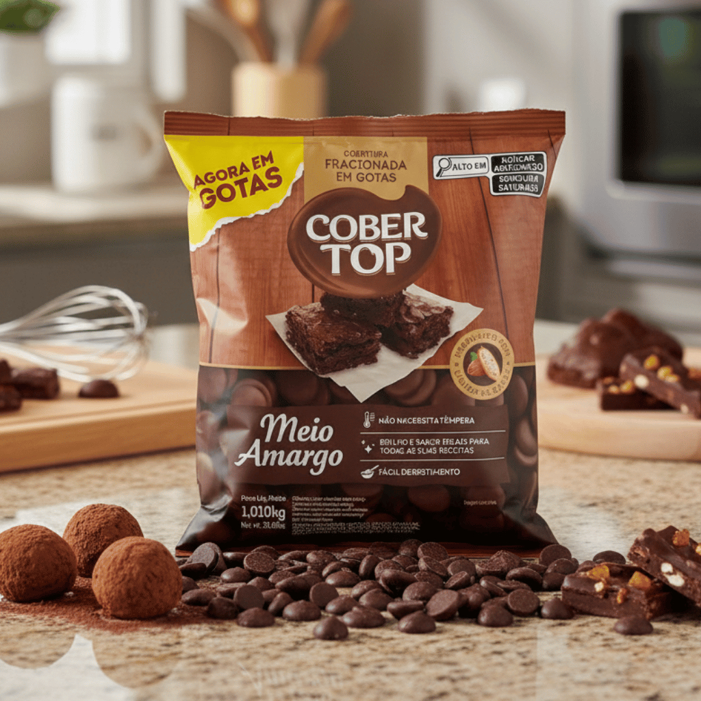 Gotas de Chocolate Cobertop Meio Amargo 1,010kg em Oferta na Shopee