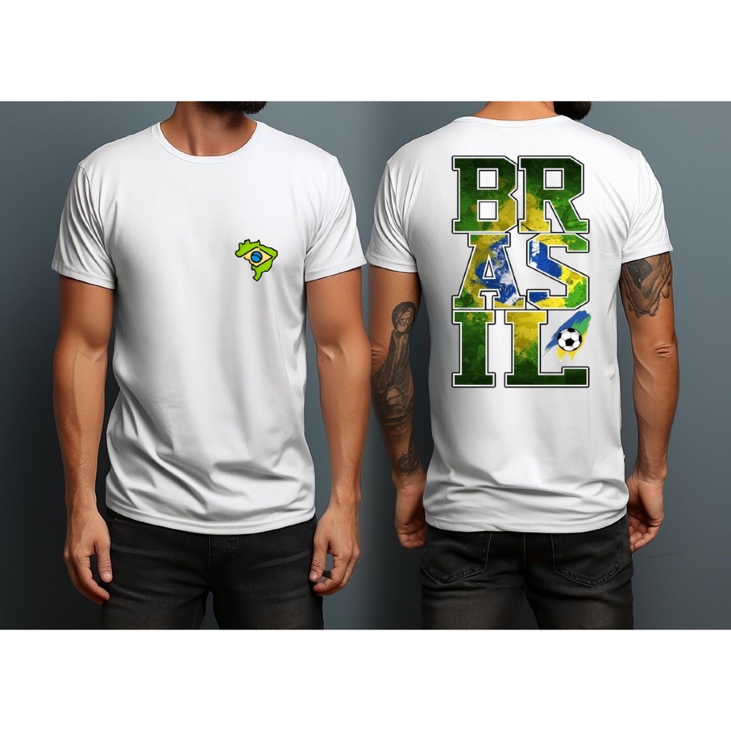 Camiseta personalizada Brasil copa do mundo futebol pátria feita 100% algodão confortável caimento perfeito