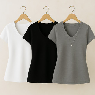 Blusa Camiseta Feminina T Shirt Básica Gola V Tecido Leve ENVIO RÁPIDO