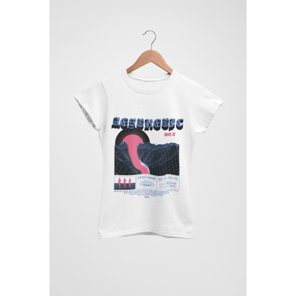Camiseta Feminina Baby Tee Aesthetic Anos 80 Neon Retro