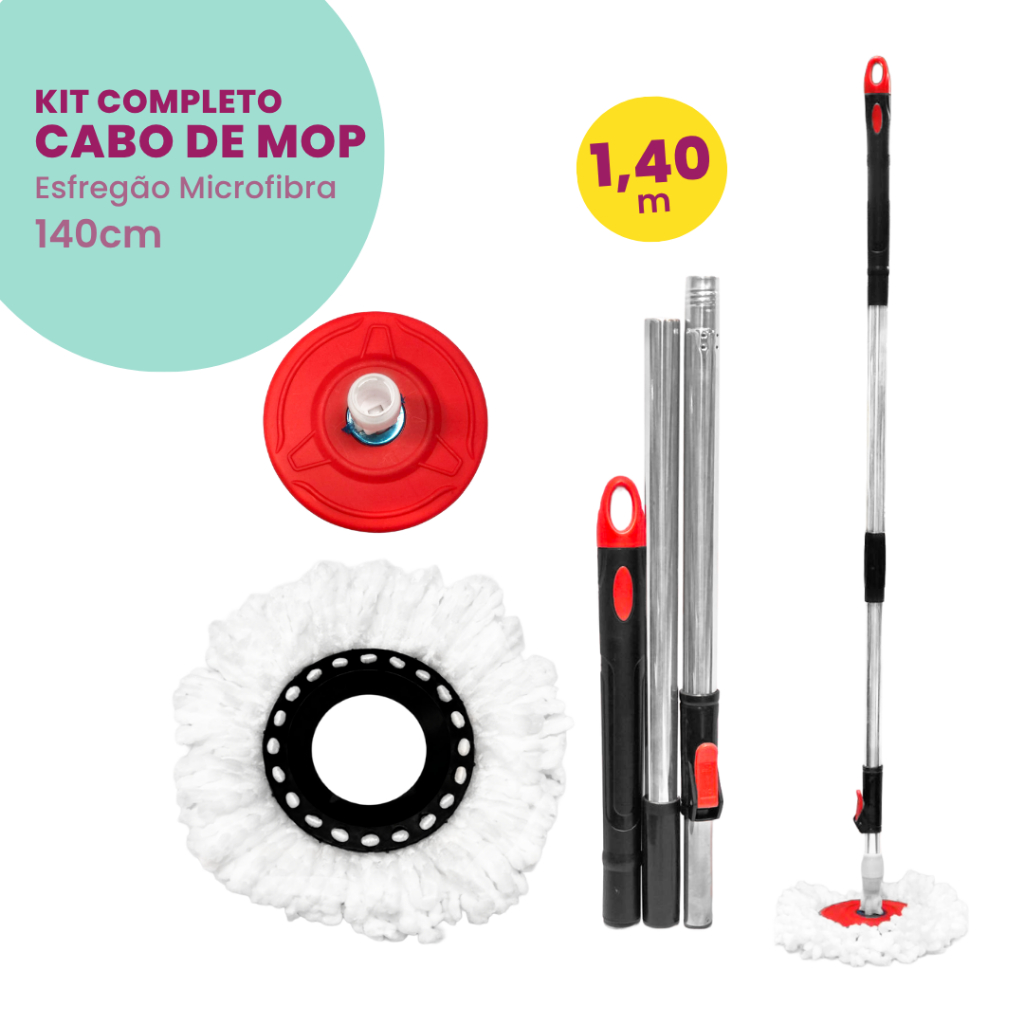 Cabo Mop Giratório Completo Com 140 Cm - Kaftor