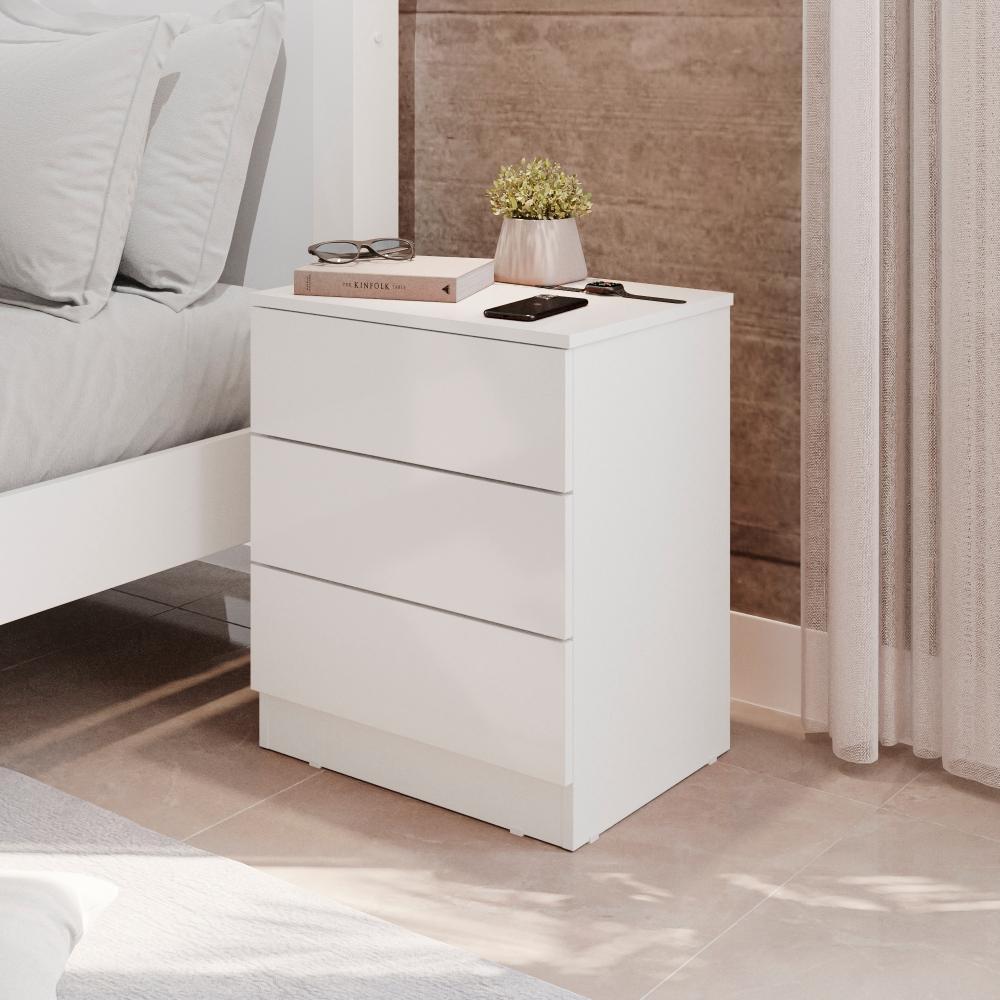 Mesa de Cabeceira Paris 3 Gavetas – Design Moderno em MDP – Mais Móveis