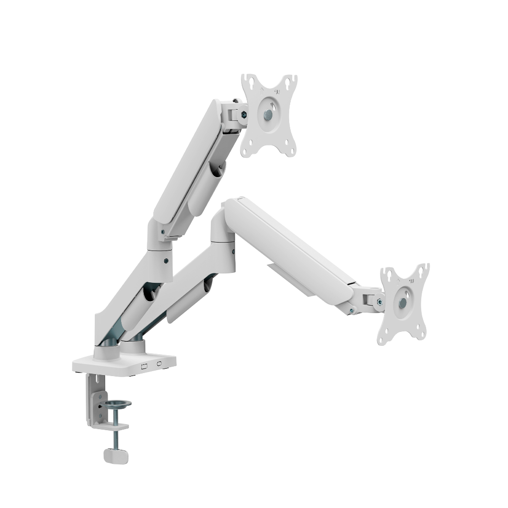 Suporte de Mesa Bluecase Ergo Flexy, Articulado, Com Pistão, Para 2 Monitores 12 Até 32 Pol, Branco