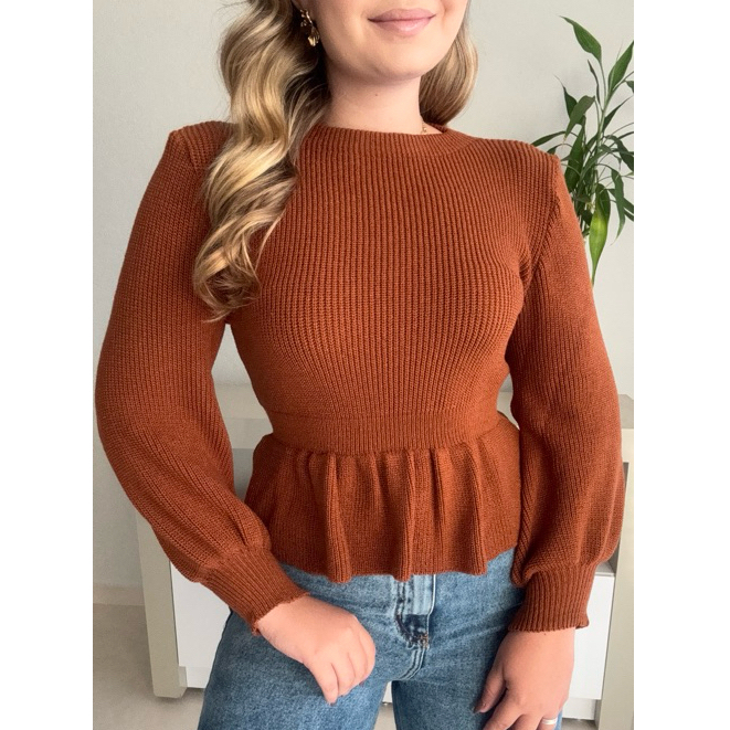 Blusa Básica Modal Babado Fang Feminina Outono Inverno Tricot