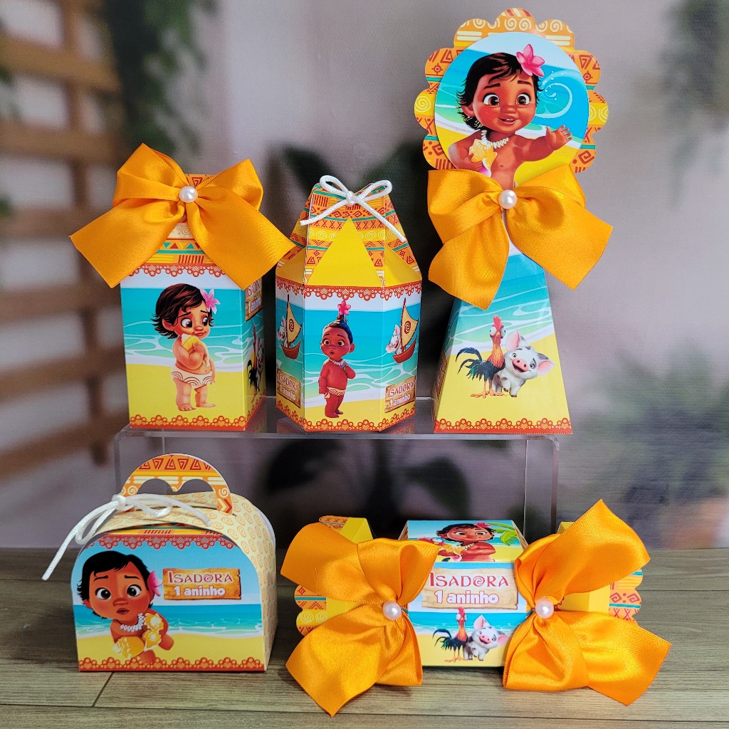 Kit Festa Personalizado Moana Baby Laranja - DESMONTADO - Lembrancinhas de Aniversário Infantil