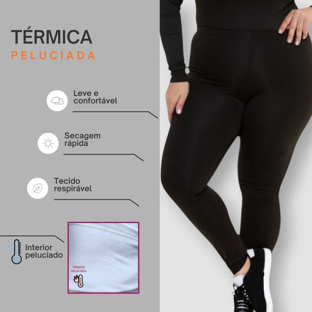 Calça Feminina Plus Size Térmica Segunda Pele Peluciado Mulher Proteção ao Frio Feminino e Masculino