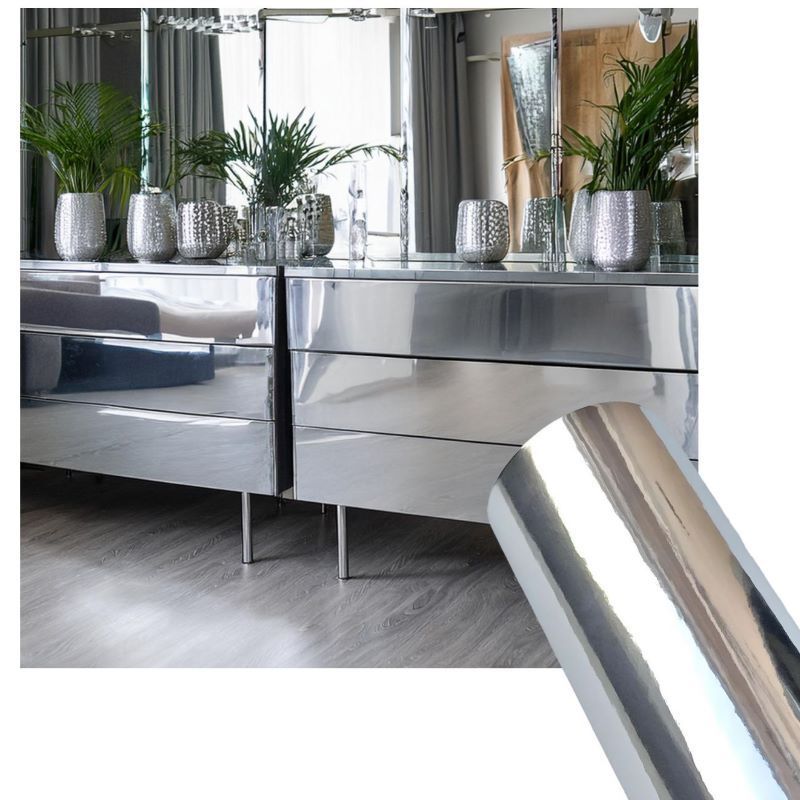 Vinil Adesivo Cromado Prata Semi Espelhado Para Envelopamento de Móveis Geladeira e Fogão em Oferta na Shopee