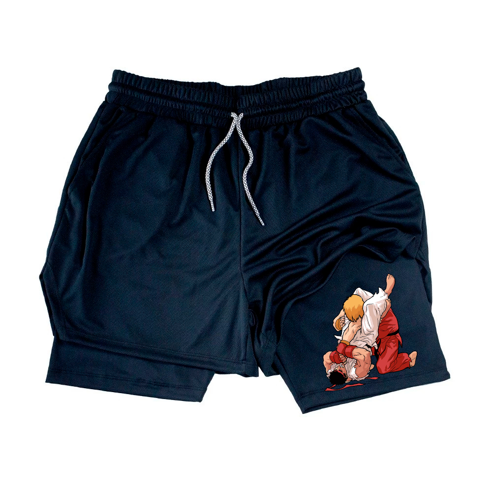 Short de Compressão 2 em 1 Academia Treino Personalizado jogo Street Fighter Luta bermuda Fitness Musculação unissex