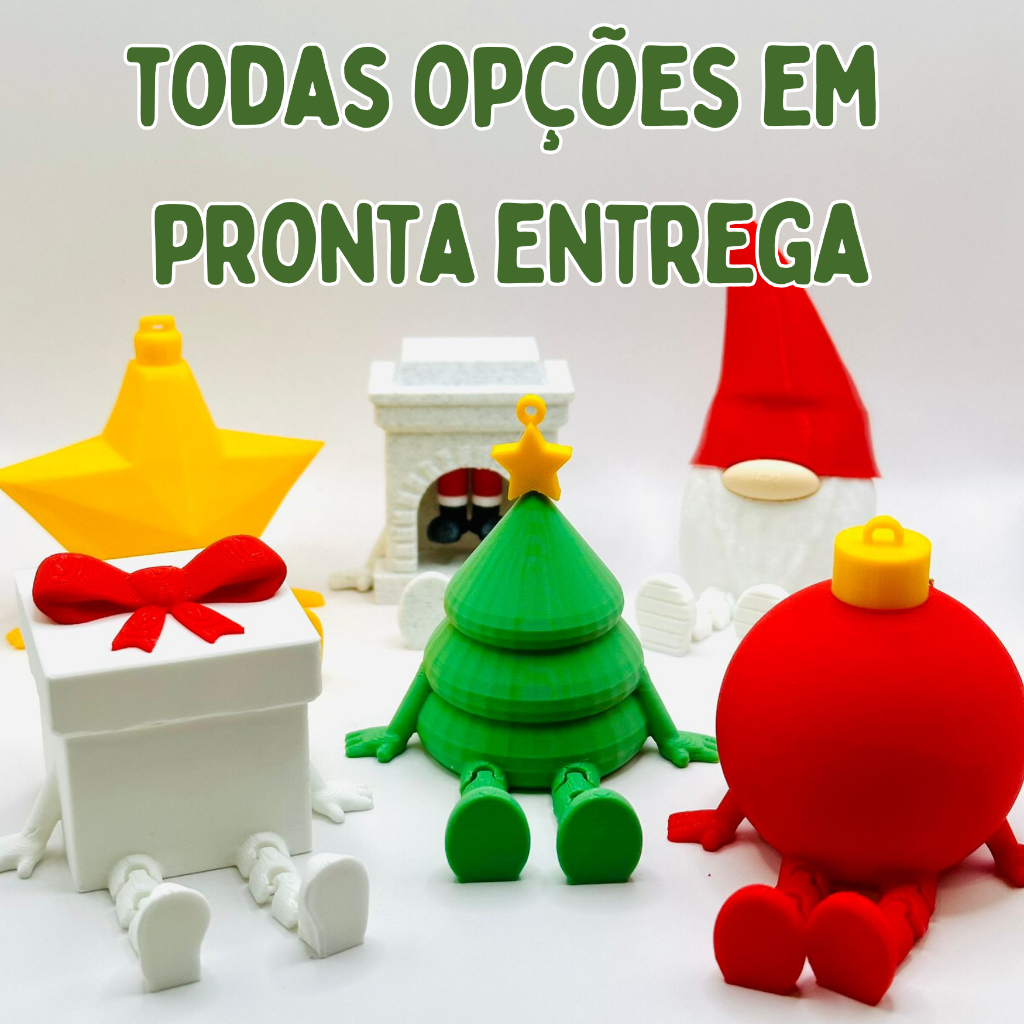 Enfeite de Natal articulados Kit com Estrela, Bola, Pinheiro e Presente | Decoração e Presente