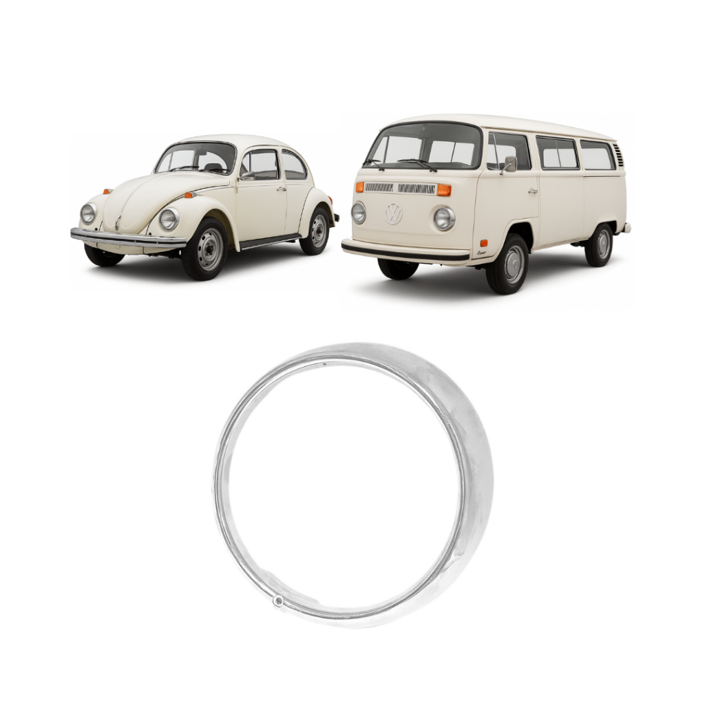 Aro de Farol Cromado Volkswagen Fusca 1976 a 1986 / Kombi Clipper 1976 a 1995 - 1 Furo