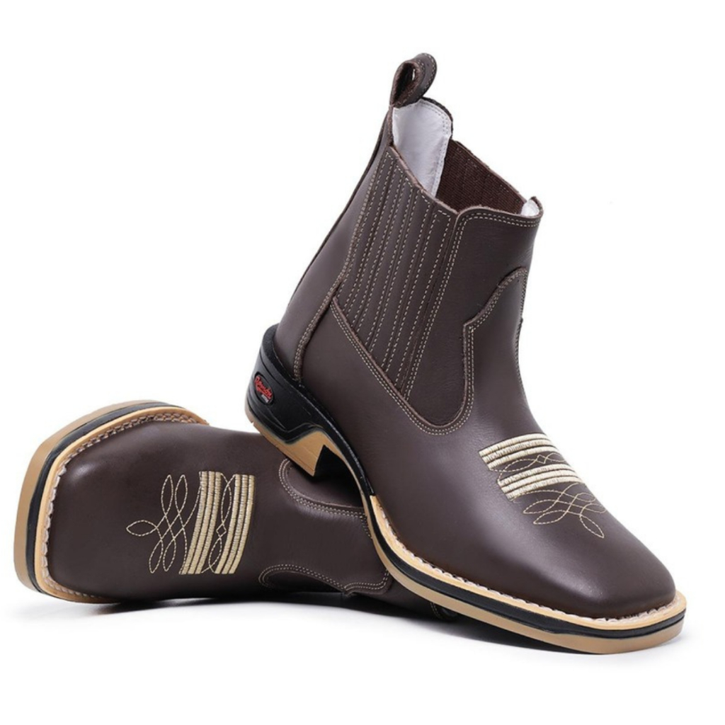 Bota Masculina Texana Solado Jump Cano Curto Botina Ante Derrapante