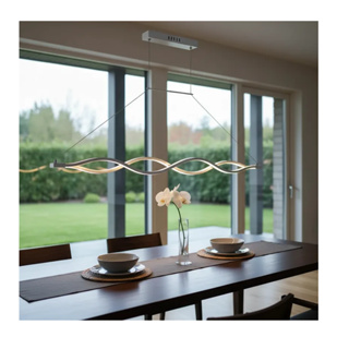 Lustre Led Pendente 3 Cores em 1 Retangular Ondulado Lindo Moderno Bivolt Fio longo Ajustavel em Oferta na Shopee