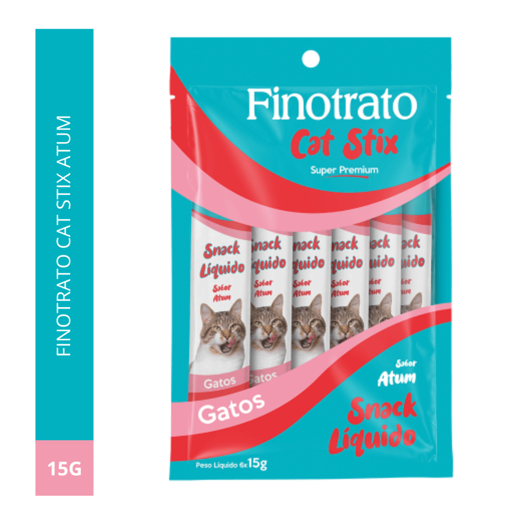 Combo 6 Finotrato Cat Stix Atum 15g Sachê Petisco Snack Gato